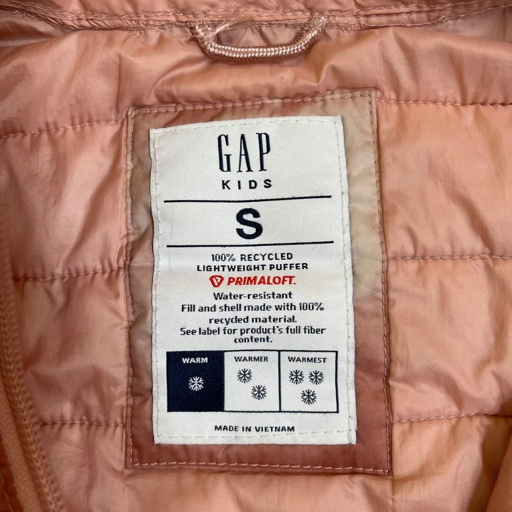 Gap Kids Puffer Jacket S Hooded Tie Dye Pink White‎ Primaloft Water Resistant